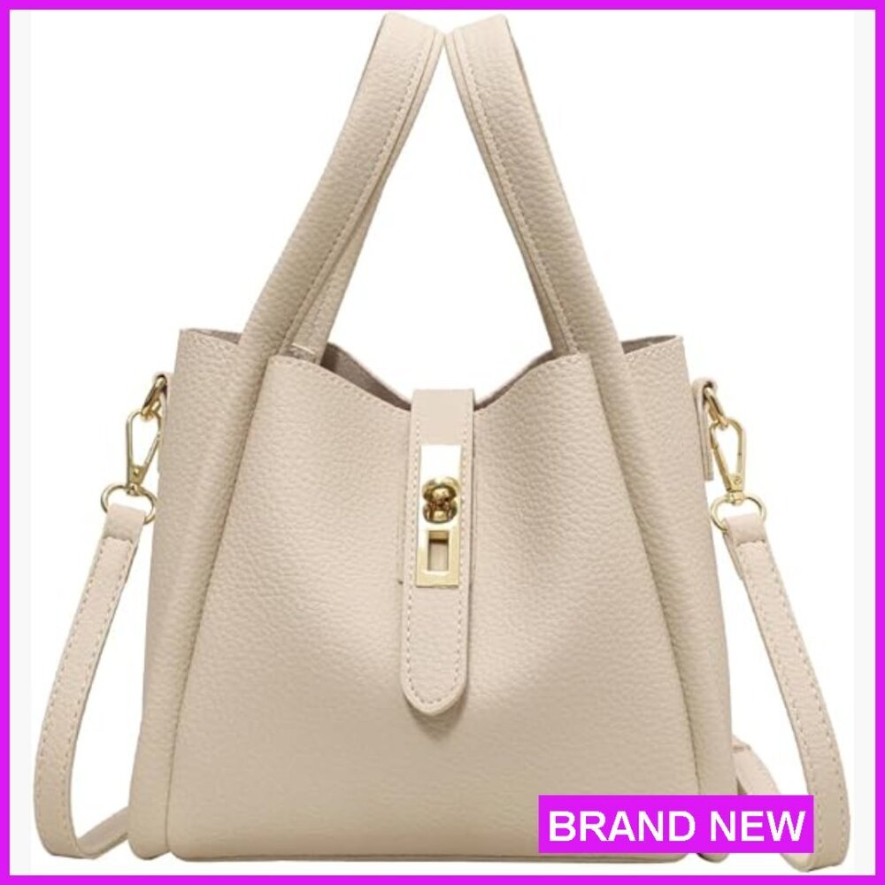 Faux Leather Crossbody Bucket Bag Vintage Shoulder Purse Small Handbag